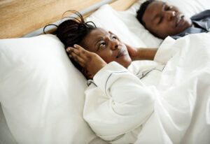 black couple dealing with snoring