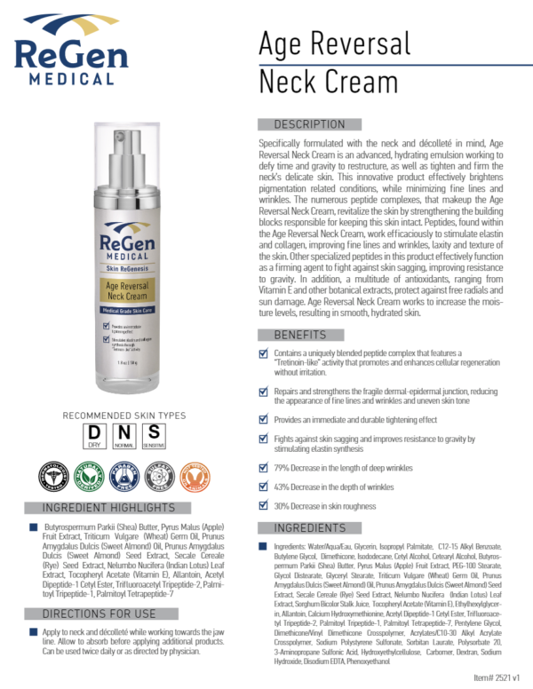 Age Reversal Neck Cream Ingredients